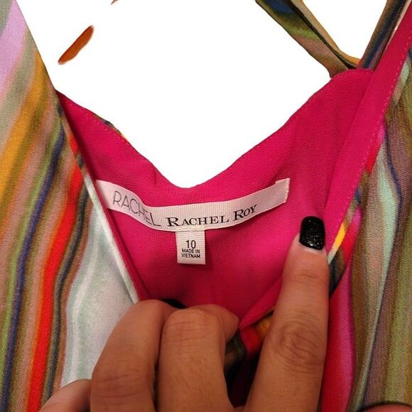 RACHEL Rachel Roy Womens Dress Striped 10 Maxi Lined Strappy Scoop Neck - Picture 3 of 10